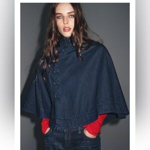 ZARA BLOGGERS FAV DENIM TOGGLE CAPE